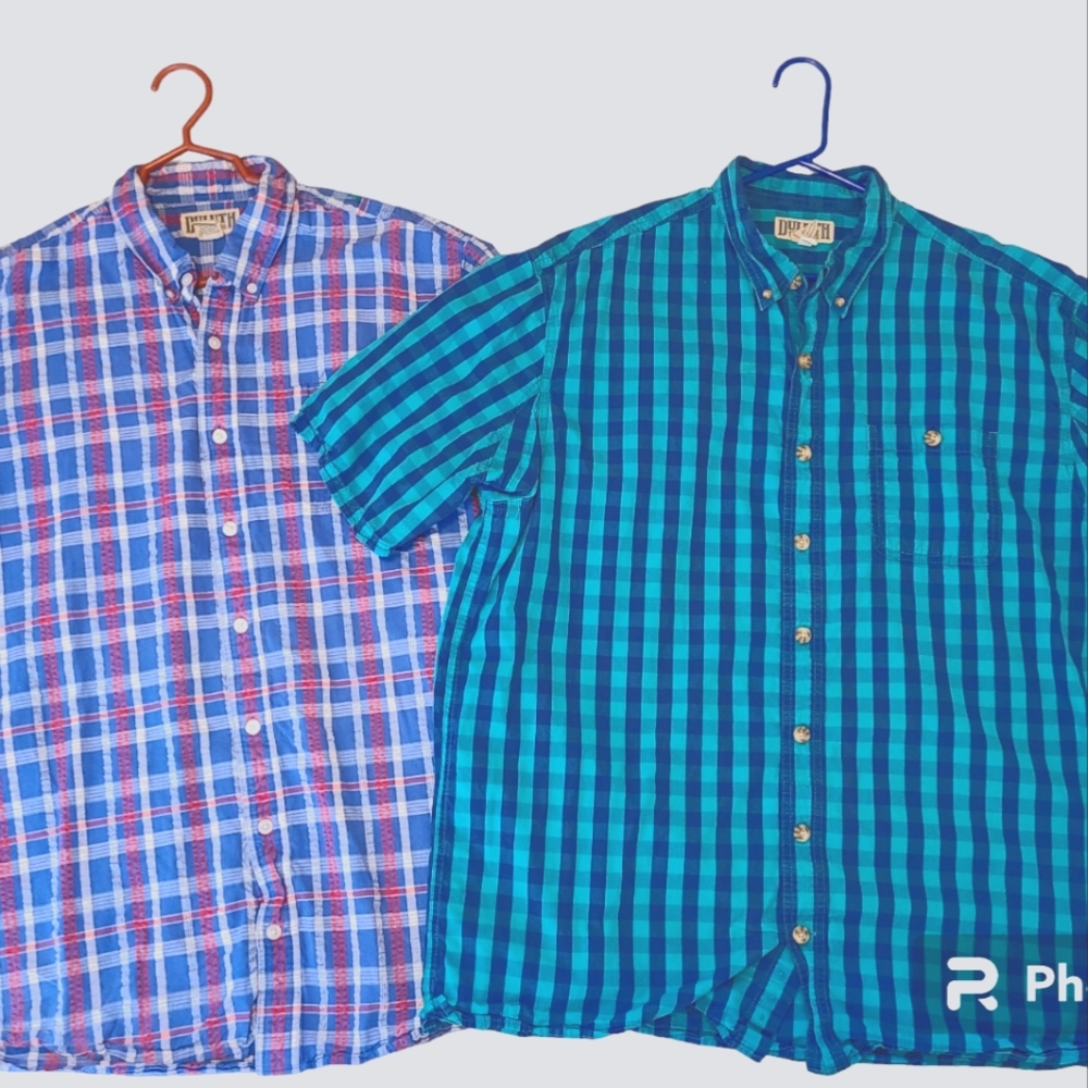 Men's Duluth Trading plaid button down short sleeve shirts xlt